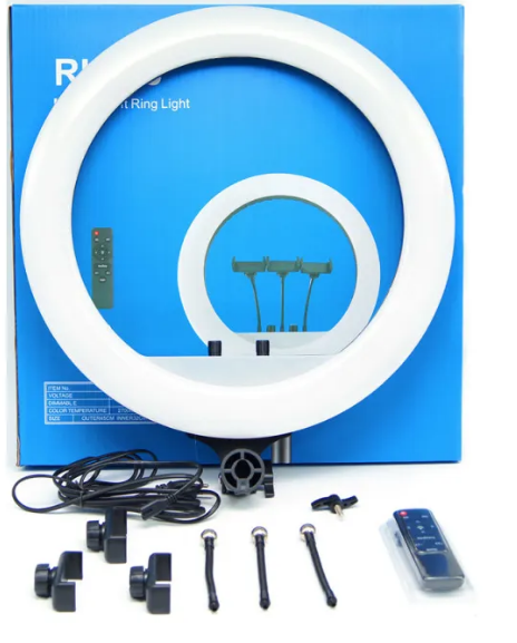 Кільцева LED-лампа RL-18, 45 см, 3 кріплення, пульт у комплекті