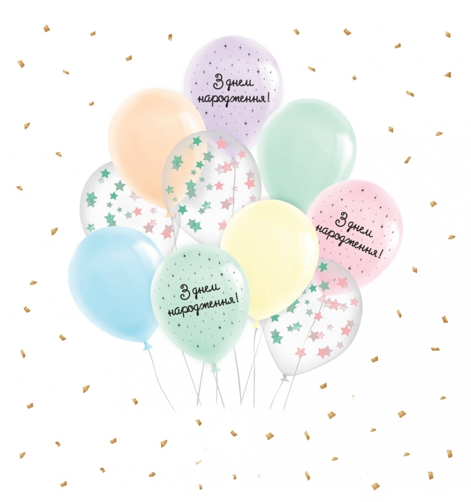 Фонтан з 10 кульок З днем народження | Макарун