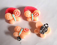 Дитячі гумки для волосся з кліпсами Fashion маленькі метелики Коралові (РЕЗД055/4)