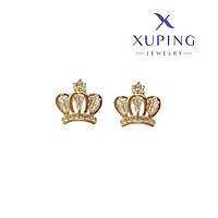 Сережки з цирконієм Xuping позолота 24k, корона 10мм