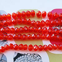 Кришталева намистина, "рондель", світло-червона, 4х6 мм