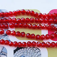 Кришталева намистина, "рондель", червона, 4х6 мм