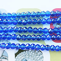 Кришталева намистина, рондель, синя, 4х6 мм