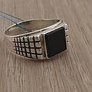 Срібна печатка чоловіча з чорним каменем. Чоловічі срібні кільця — персні. Чорнене срібло 925 21.5 розмір, фото 8