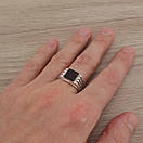 Срібна печатка чоловіча з чорним каменем. Чоловічі срібні кільця — персні. Чорнене срібло 925 21.5 розмір, фото 7