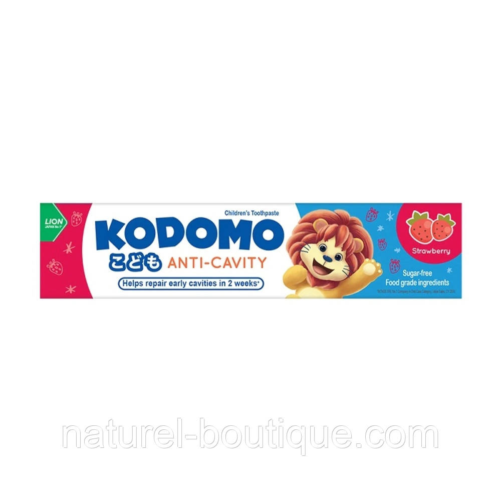 Дитяча зубна паста Lion Komdo Anti Cavity Полуниця для дітей із 6 місяців, фото 1