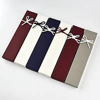 Коробочка прямокутна картонна однотонна з бантом під браслет розмір 21Х45Х23 мм 12 штук в пакованні мікс