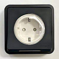 Розетка влагозахистна накладна Schneider Electric Mureva Styl чорна