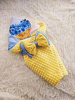 Летний плюшевый конверт для новорожденных, желтый с принтом сердце Украины