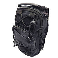 Сумка через плече чорна однолямкова TR17 багатофункціональний рюкзак месенджер