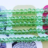 Кришталева намистина, "рондель", світло-зелена, 6х8 мм