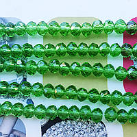 Кришталева намистина, "рондель", зелена, 6х8 мм