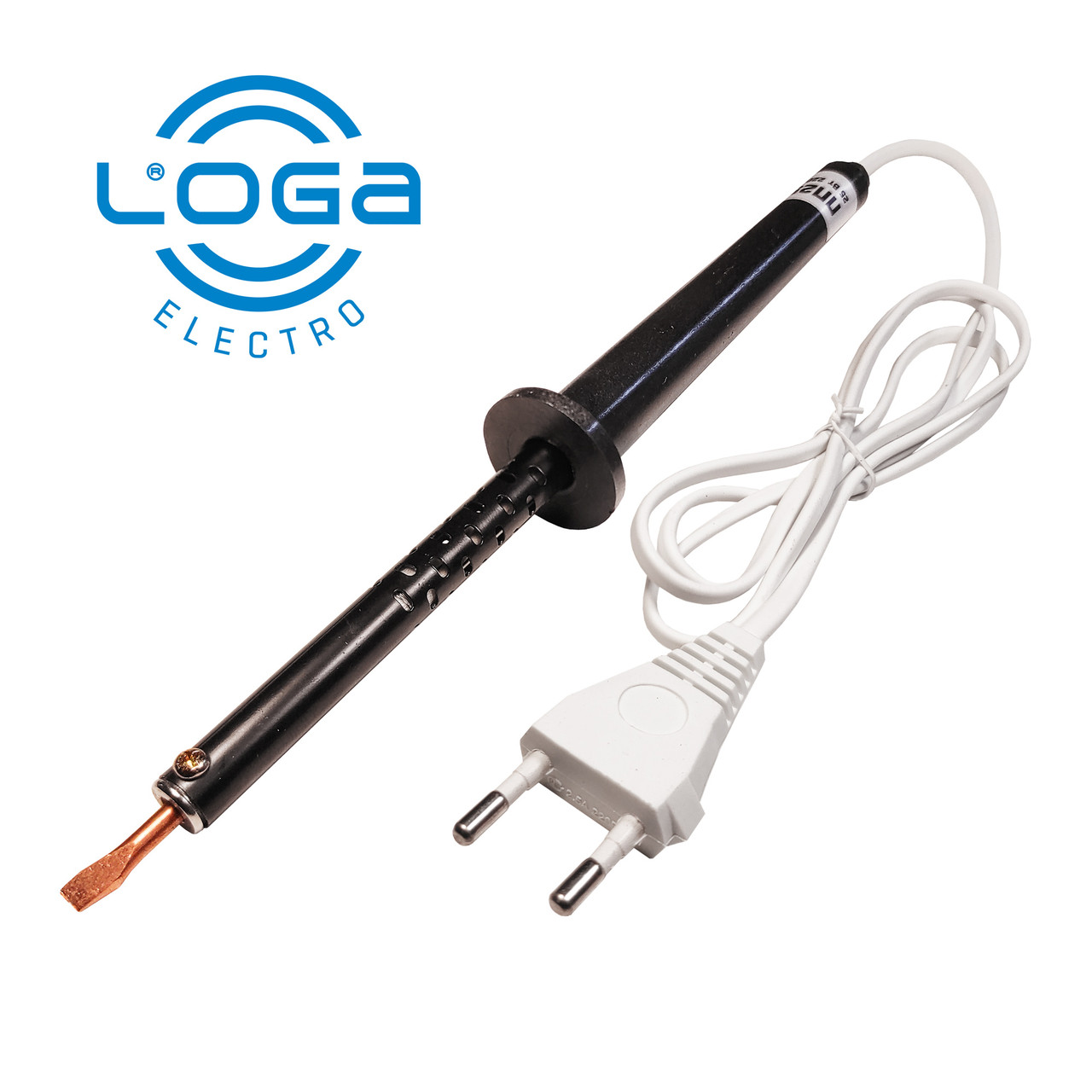 Паяльник 25Вт з ручкою з термостійкого пластику та мідним жалом 3,5*65 мм LOGA, фото 1