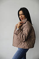 Стьобана коротка демісезонна жіноча куртка, жіноча стильна куртка - бомбер, весняна, осіння вітровка