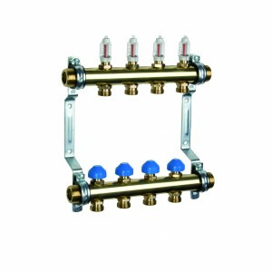 Колекторна група Watts 1" HKV 2013A-50-1" 0-4 VA05 MS із латуні для теплої підлоги, фото 1