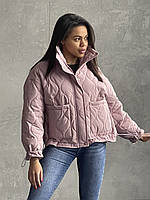 Стьобана коротка демісезонна жіноча куртка, жіноча стильна куртка - бомбер, весняна, осіння вітровка