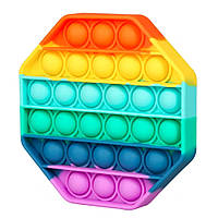 Іграшка антистрес Pop It Поп ит Райдужний восьмикутник для дітей і дорослих нескінченні бульбашки