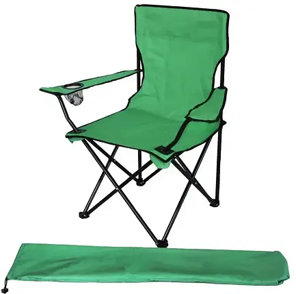 Стілець складаний туристичний крісло складане з підсклянником в асортименті, Рибальський розкладний стільчик світло-зелений, фото 2