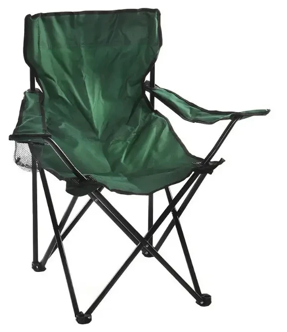 Стілець складаний туристичний крісло складане з підсклянником в асортименті, Рибальський розкладний стільчик Зелений