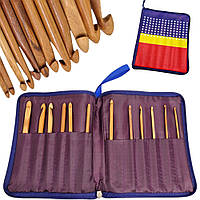 Набор деревянных крючков для вязания Деревянные крючки бамбуковые в чехле 12 шт 3.0-10.0 мм