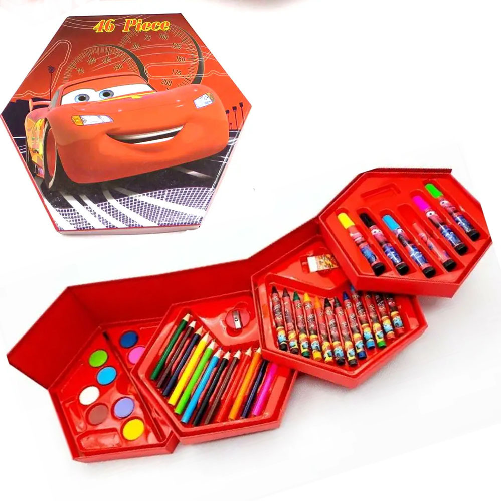 Набор для рисования и творчества 46 предметов 4 яруса фломастеры карандаши краски для мальчиков - фото 1 - id-p1786141252