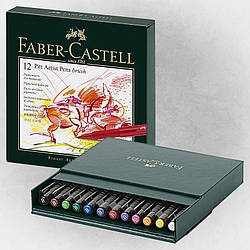 Набір капілярних ручок-пензликів Faber Castell PITT® ARTIST PEN BRUSH STUDIO BOX, 12 кольорів, 167146