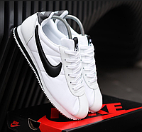 Мужские кроссовки Nіke Cortez white black mens nylon Обувь Найк Кортезы бело черные замш нейлон весна легкие