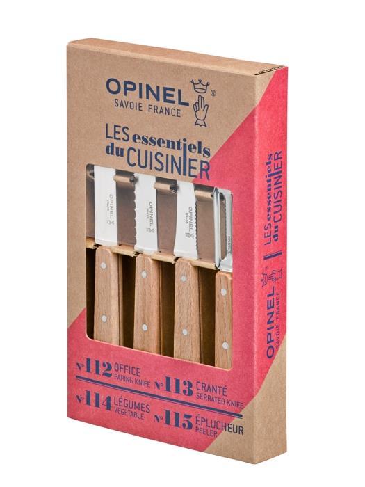 Opinel Essentials Natural Box Set Набір кухонних ножів 4шт, бук 001300