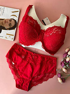 80/85/90/95/100F Червоний мережевний комплект жіночої спідньої білизни великі розміри