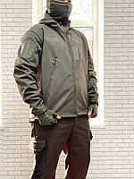 Военная тактическая куртка олива на флисе SoftShell для ВСУ с липучками под шевроны софт шелл 54