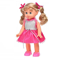 Лялька крихітка Даринка з хвостиками в рожевому платті