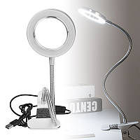 8X Clip Lighted Столешница Лупа Лампа Светодиодный свет Увеличительное стекло с зажимом 360 °