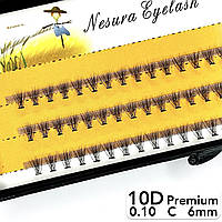Nesura Eyelash Premium 10D, 0,10, изгиб C, 6 мм, 60 пучков Накладные ресницы Несура 10д