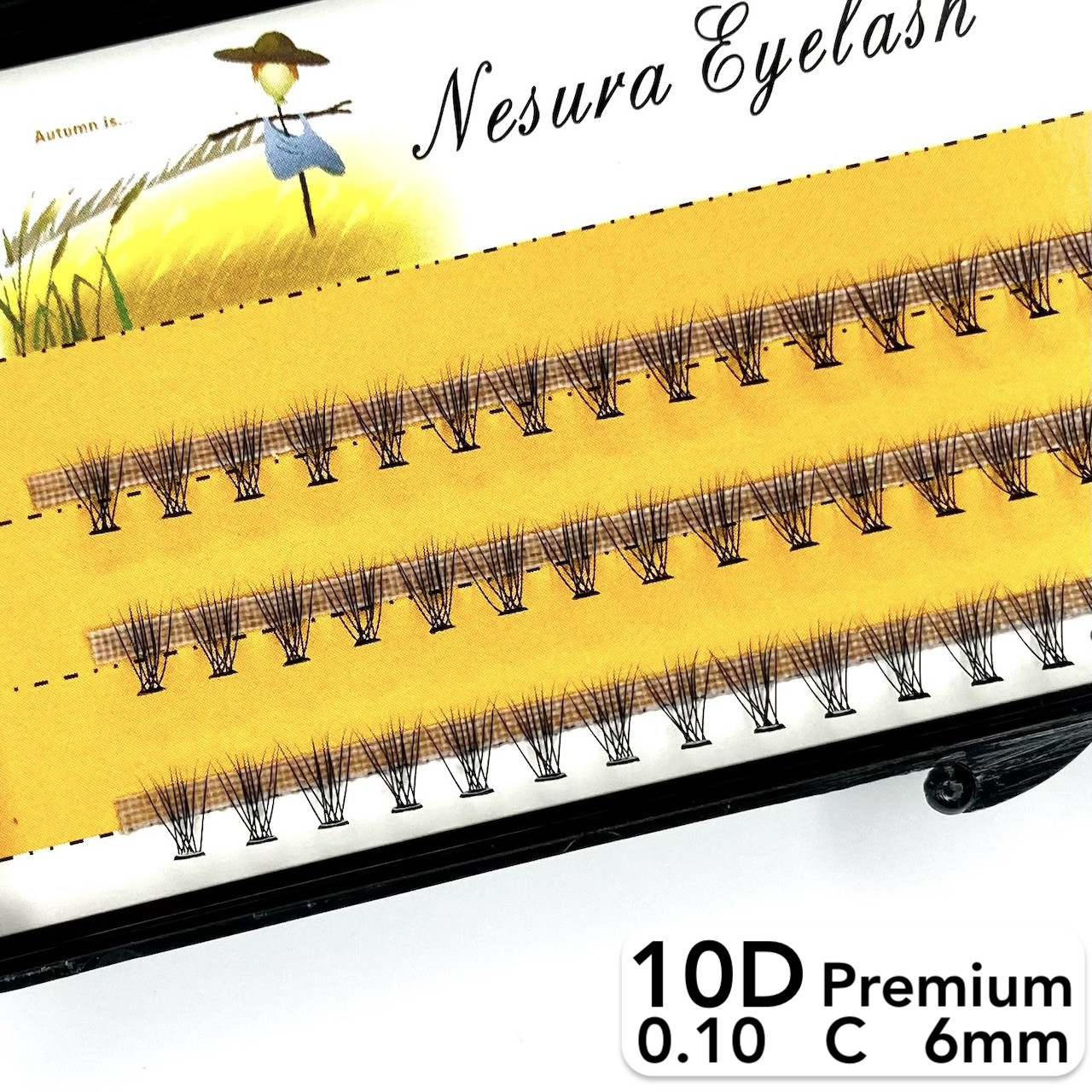 Вії Nesura Eyelash Premium 10D, 0,10, вигин C, 6 мм, 60 пучків Накладні вії Несура 10д преміум