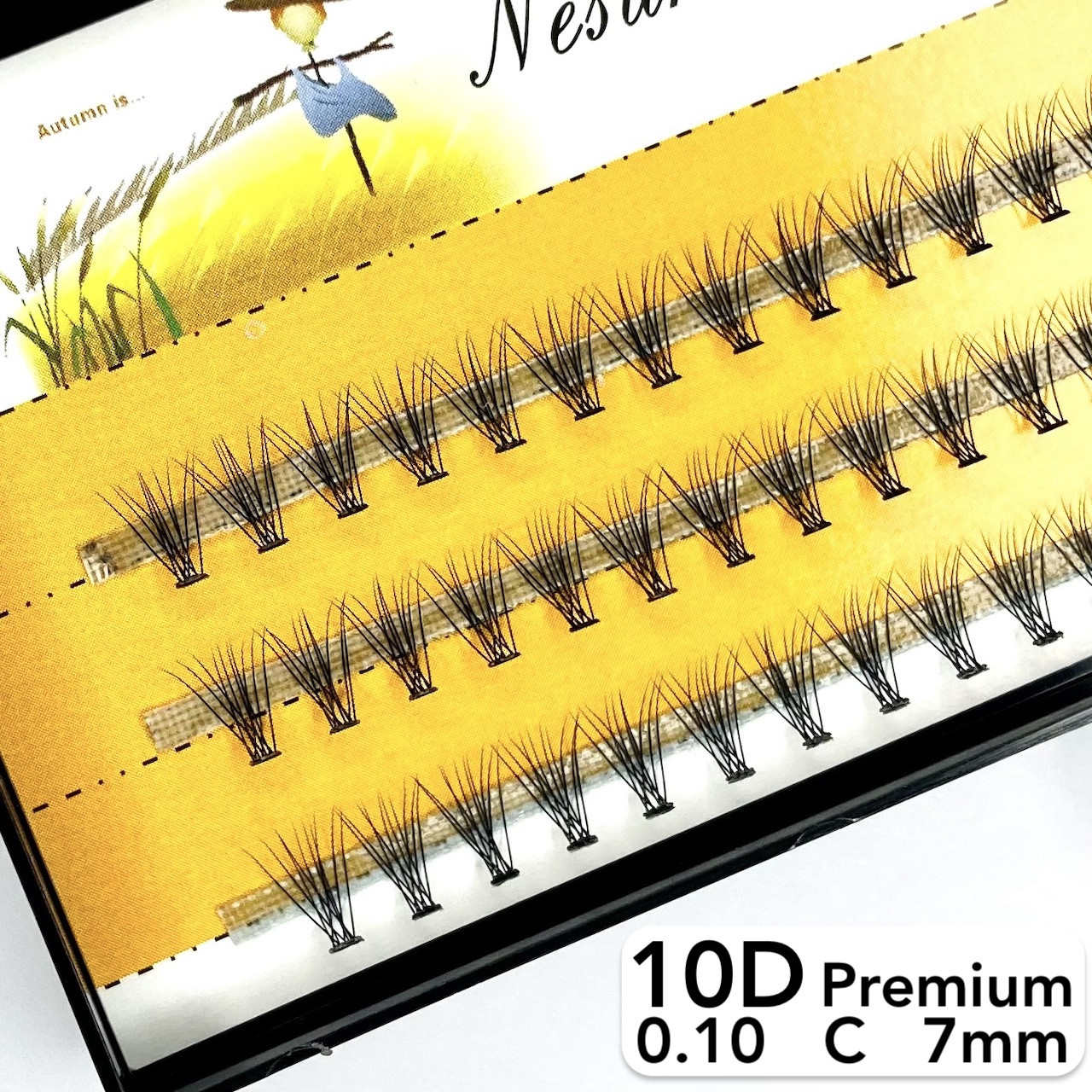 Вії Nesura Eyelash Premium 10D, 0,10, вигин C, 7 мм, 60 пучків Накладні вії Несура 10д преміум