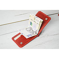Кожаный кошелек с прижимом для купюр GS 12,5 * 8,5 см красный