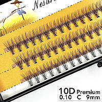 Вії Nesura Eyelash Premium 10D, 0,10, вигин C, 9 мм, 60 пучків Накладні вії Несура 10д преміум