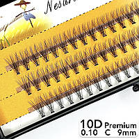 Nesura Eyelash Premium 10D, 0,10, изгиб C, 9 мм, 60 пучков Накладные ресницы Несура 10д