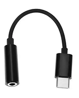 Переходник USB type C - AUX 3.5 мм 0.1м оплетка аналоговый чип черный