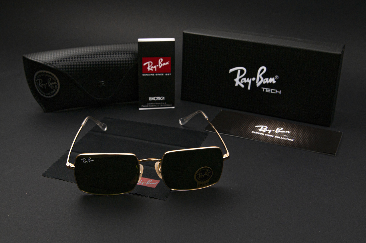 Сонцезахисні окуляри RAY BAN UV400 (арт. RB1969) чорне скло/золотий оправа