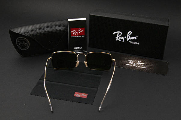 Сонцезахисні окуляри RAY BAN UV400 (арт. RB1969) чорне скло/золотий оправа, фото 6