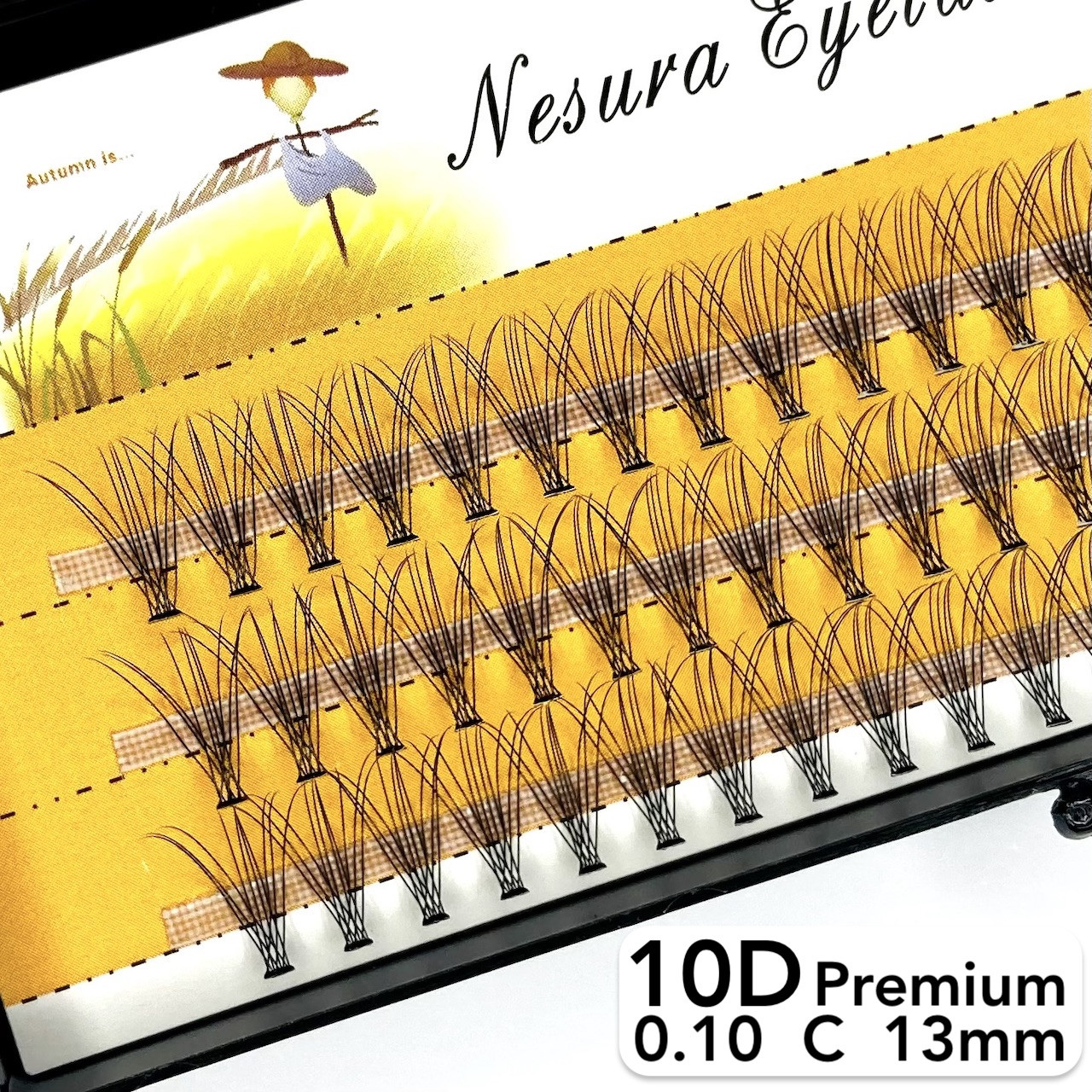 Вії Nesura Eyelash Premium 10D, 0,10, вигин C, 13 мм, 60 пучків Накладні вії Несура 10д преміум