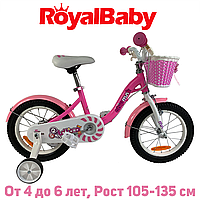 Детский двухколесный велосипед для девочки с корзинкой RoyalBaby Chipmunk MM Girls 16", OFFICIAL UA, розовый