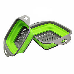 Квадратний складний друшляк зливний кошик для миття фруктів та овочів сито набір 2шт