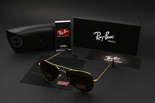 Сонцезахисні окуляри RAY BAN (арт. 3026) коричнневий/золота оправа, фото 4