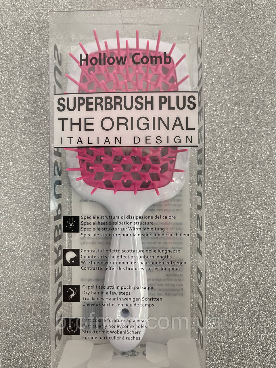 Гребінець для волосся Hollow Comb Superbrush Plus (рожевий) рожево-білий