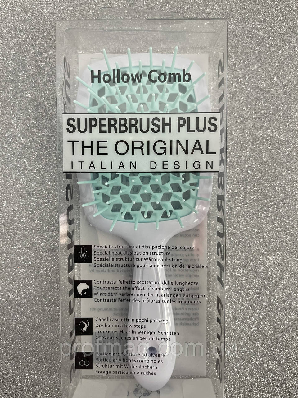 Гребінець для волосся Hollow Comb Superbrush Plus (рожевий) березовий білий