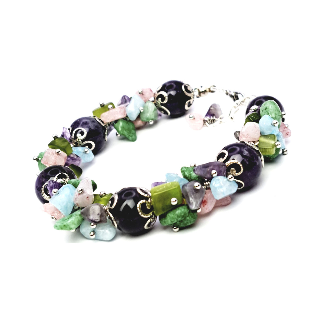 ЕМОНЦІЇ, аметист, нефрит. Браслет із натурального каменю, фото 1