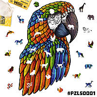 Деревянный фигурный пазл Попугай от WortexPuzzle 19x27 см 60 шт