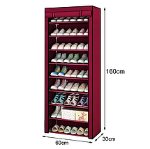 Полиця для взуття з чохлом Shoe Cabinet 9 полиць 160X60X30, тканинний стелаж для взуття (10), фото 2